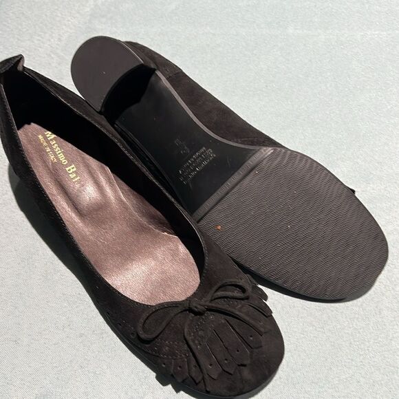 Massimo Baldi Suede Block Heels Black Size 10B.  B56 - Picture 10 of 13